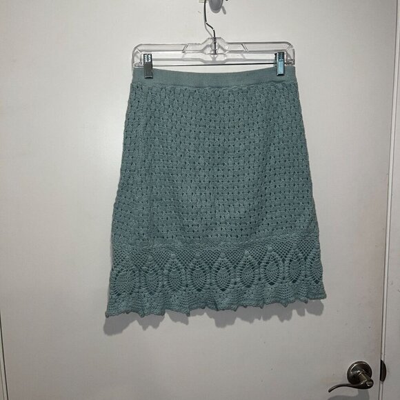 Athleta Womens Knit Lace Skirt S Green Textured Design Elastic Waistband Versati - Picture 5 of 9
